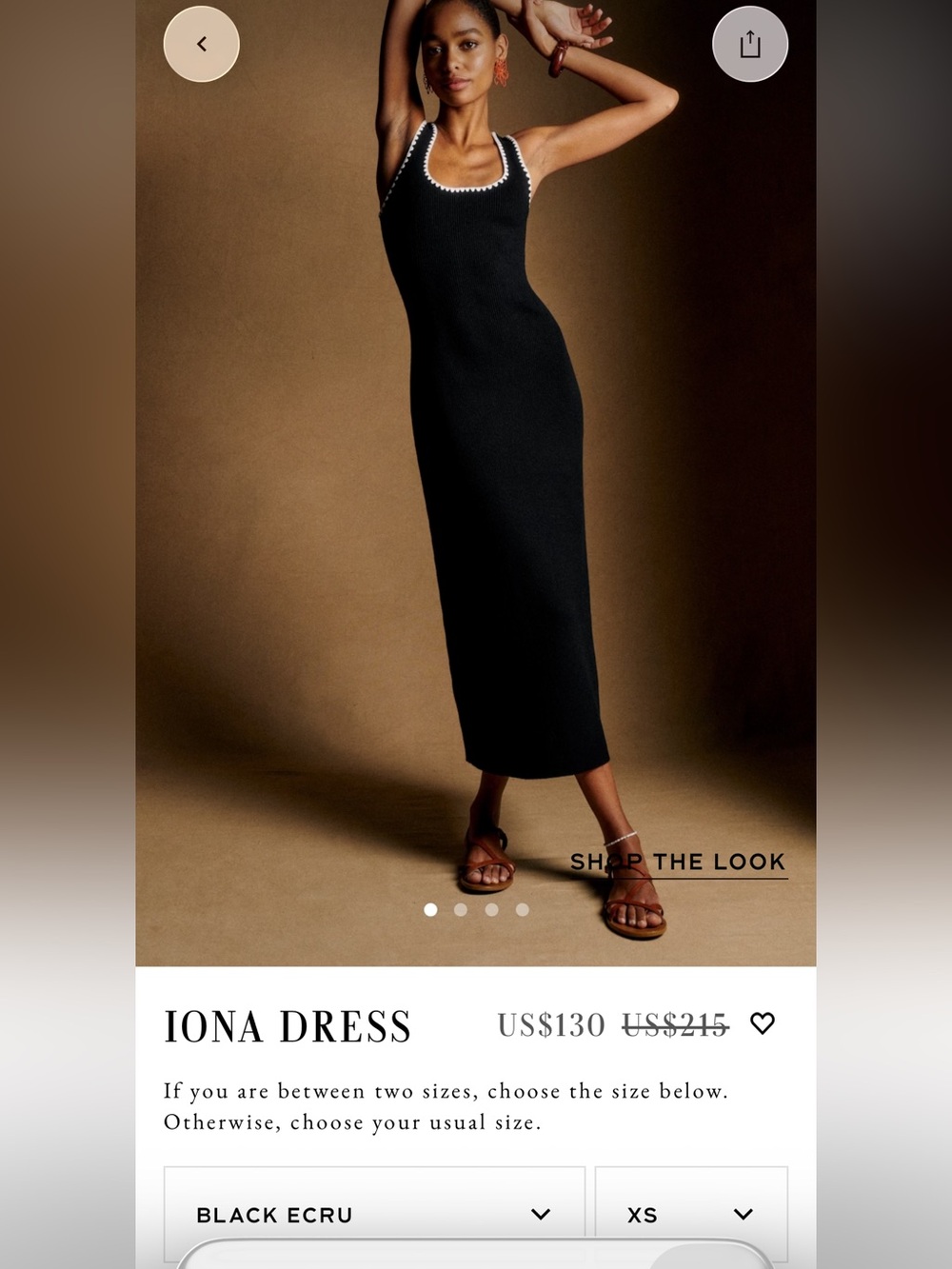 Sezane Black Maxi Skirt Dress with Ecru Trim Iona dress